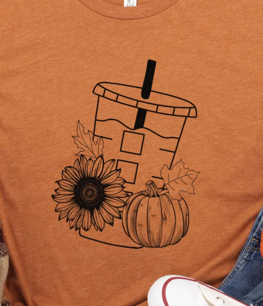 Iced Coffee Cup Pumpkin Sunflower