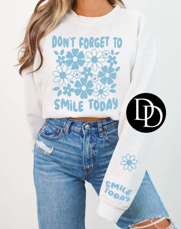 Smile Today With Sleeve Accents (Light Blue Ink)